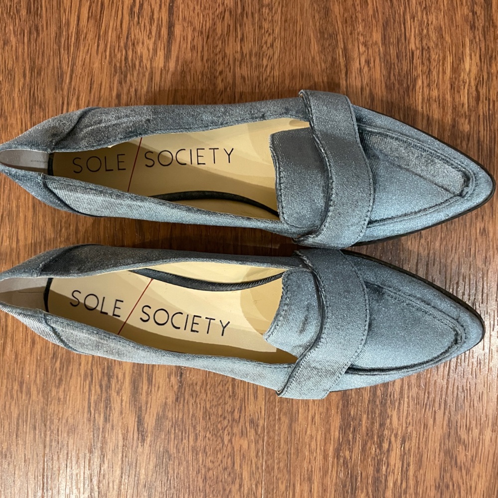 Lulus Sole Society Edie Cloud Blue Velvet Loafers
